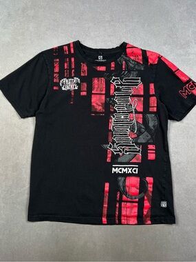 Southpole Black Tee with Red Graphic Accent Y2K